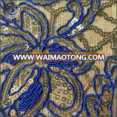 MOQ 3M Latest Design High-End Sequin Tape Embroidery Fabric