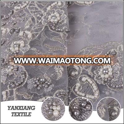 Fashional Beaded Gold Embroidery Fabric for Ladies Suits