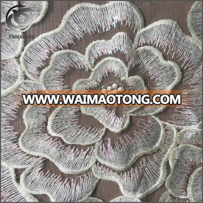 MOQ 3M High-End Transparent Sequins Flat Embroidery Fabric