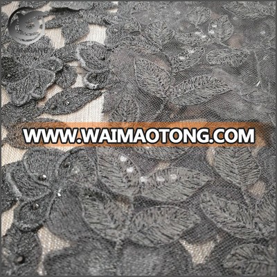 Most popular fancy decorative rhinestone chiffon embroidery net fabric