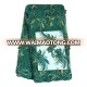 2018 Newest design african green tulle lace fabric nice floral embroidery 3d lace with full pearls for dress FL1602