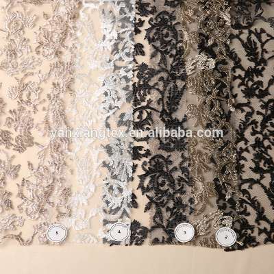 Latest Style lace embroidery fashion velvet fabric